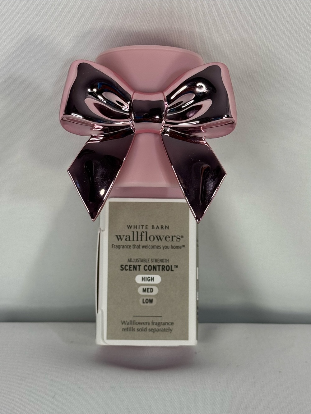 White Barn Pink Metallic Bow Wallflowers Plug-In Holder